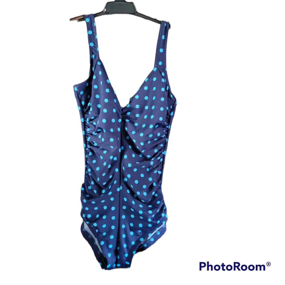 🌷GABAR GIRL LEG MAILLOT ONE PIECE SWIMSUIT Navy/Peri SIZE 8
